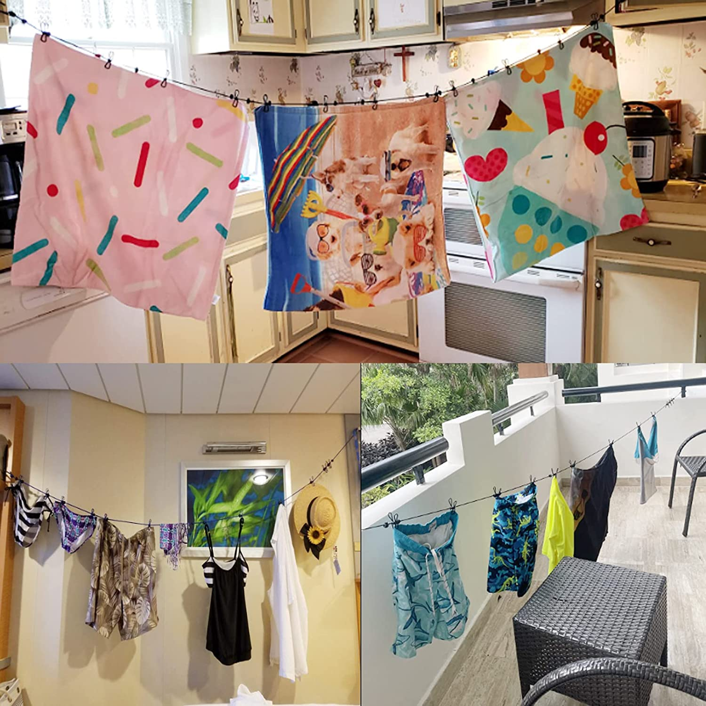 عرض خاص حبل غسيل رائع مع حمالة علاقات الملابس هدية